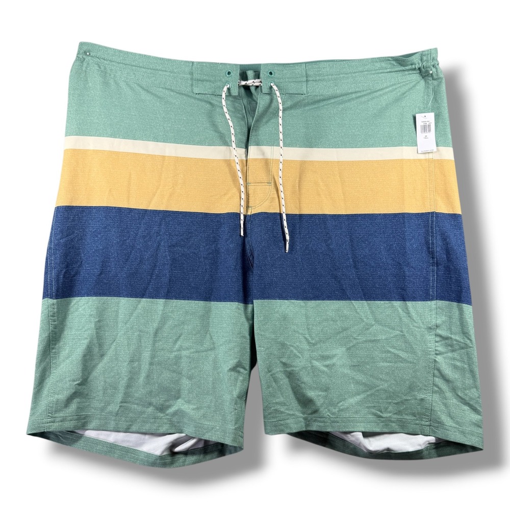 Old Navy Mens 44 Tall Striped Board Shorts Green Blue Yellow Swim Trunks NWT